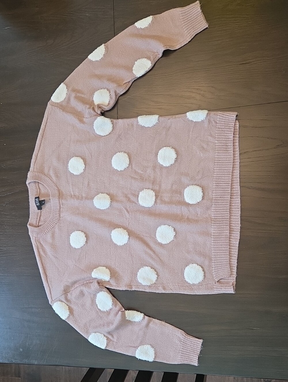 a.n.a Pink Crewneck Sweater with  Polka Dots